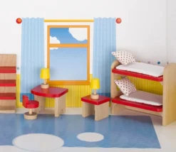 Meubles en bois miniature poupée chambre enfants - 11 pièces