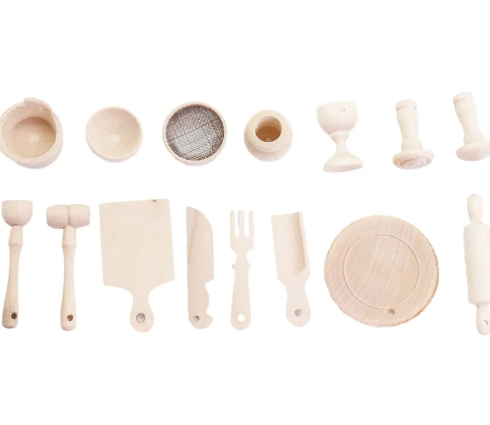 15 miniatures en bois accessoires maison