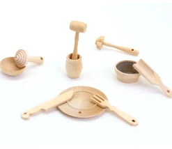10 miniatures en bois ustensiles cuisine