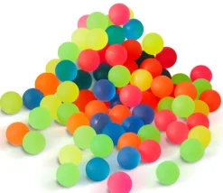 120 mini balles neon rebondissantes Ø 2.5 cm caoutchouc souple