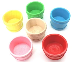 6 mini baquets multicolores 59 x 45 mm - paniers ronds bois