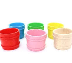 6 mini baquets multicolores 59 x 45 mm - paniers ronds bois