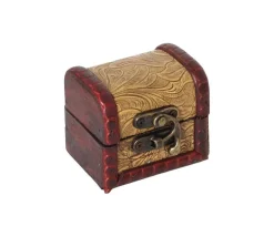 Mini coffre bois décoré 7 x 5.5 x 6 cm pour trésor