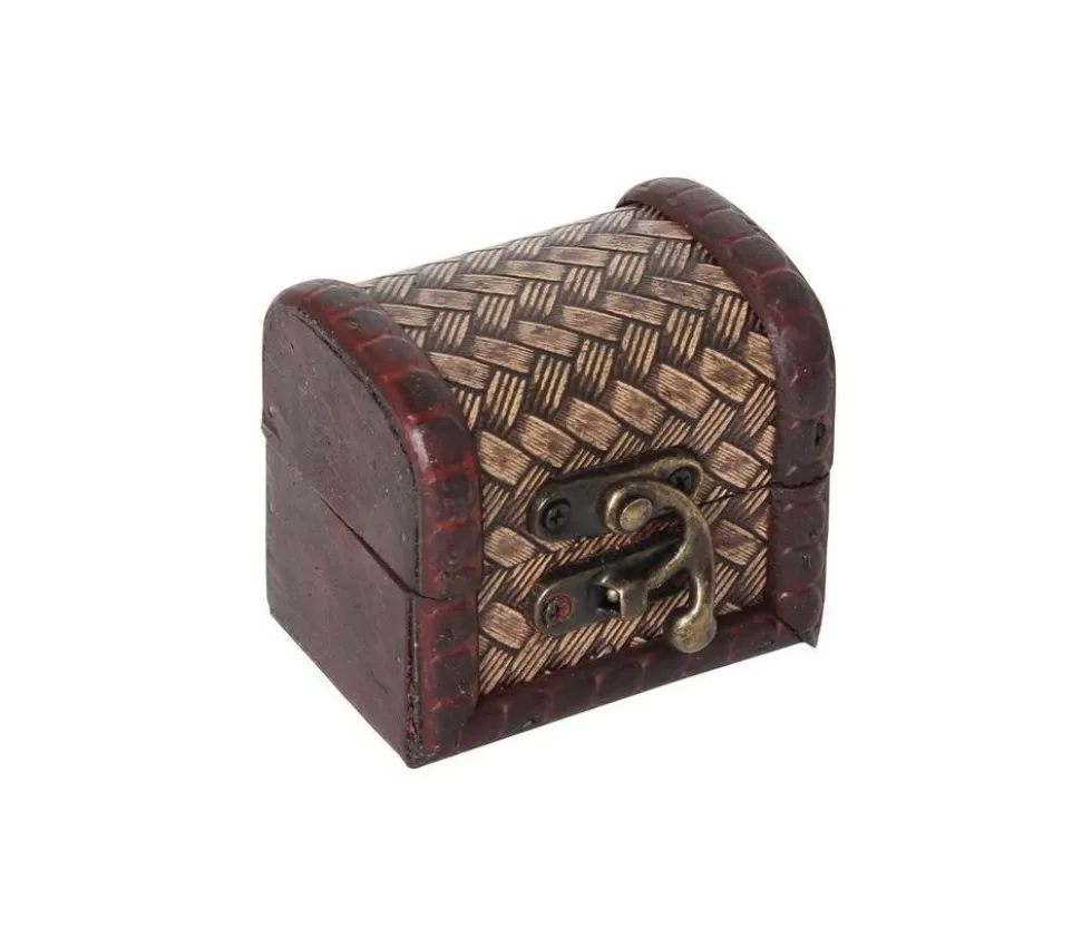 Mini coffre bois décoré 7 x 5.5 x 6 cm pour trésor
