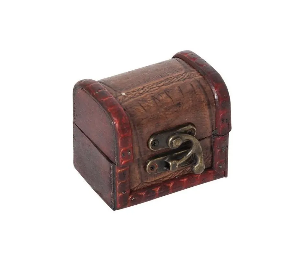 Mini coffre bois décoré 7 x 5.5 x 6 cm pour trésor