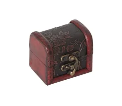 Mini coffre bois décoré 7 x 5.5 x 6 cm pour trésor