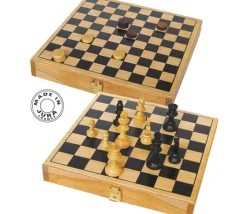 Mini coffret Dames et échecs jeu recto-verso 21 x 21 cm français