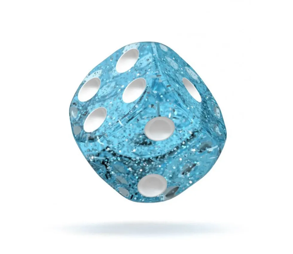 Mini dé 6 faces 12 mm Speckled Oakie Doakie bleu clair