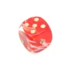 Mini Dé marbré rouge 12 mm points dorés