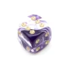 Mini Dé marbré violet 12 mm points dorés