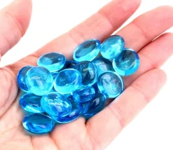 20 mini galets gems bleus translucides 12/18 mm - mini pierres plates