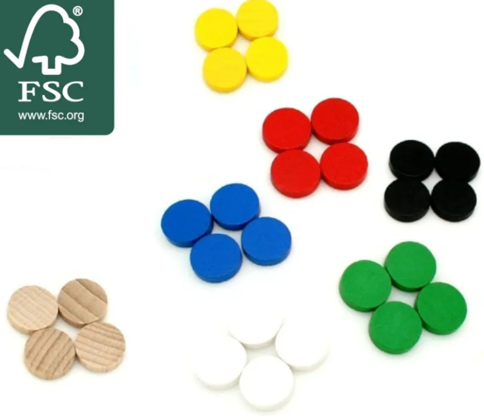 20 Mini jetons bois 1 cm - pions ronds 10 x 4 mm par couleur pour jeux