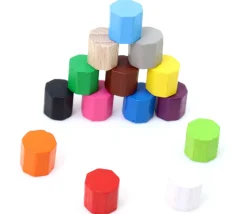 Mini octogone 10x10 mm en bois coloré pour jeu à l'unité