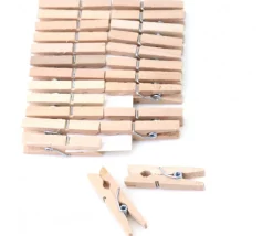 24 mini pinces à linge en bois naturel - 25 mm