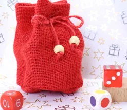 Mini sac jute rouge 7.5 x 10 cm avec cordon