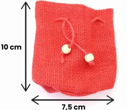 Mini sac jute rouge 7.5 x 10 cm avec cordon