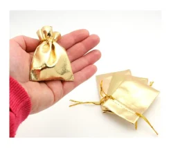 Mini sac tissu doré 6 x 8 cm