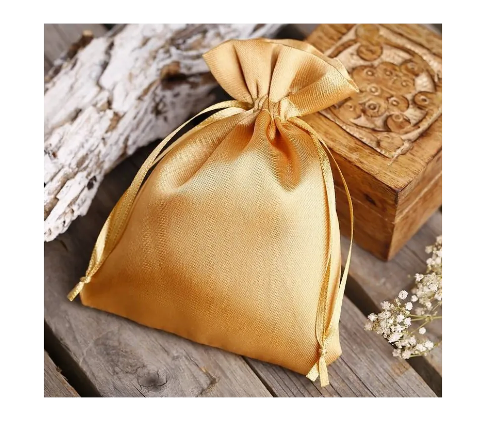 Mini sac tissu doré 6 x 8 cm