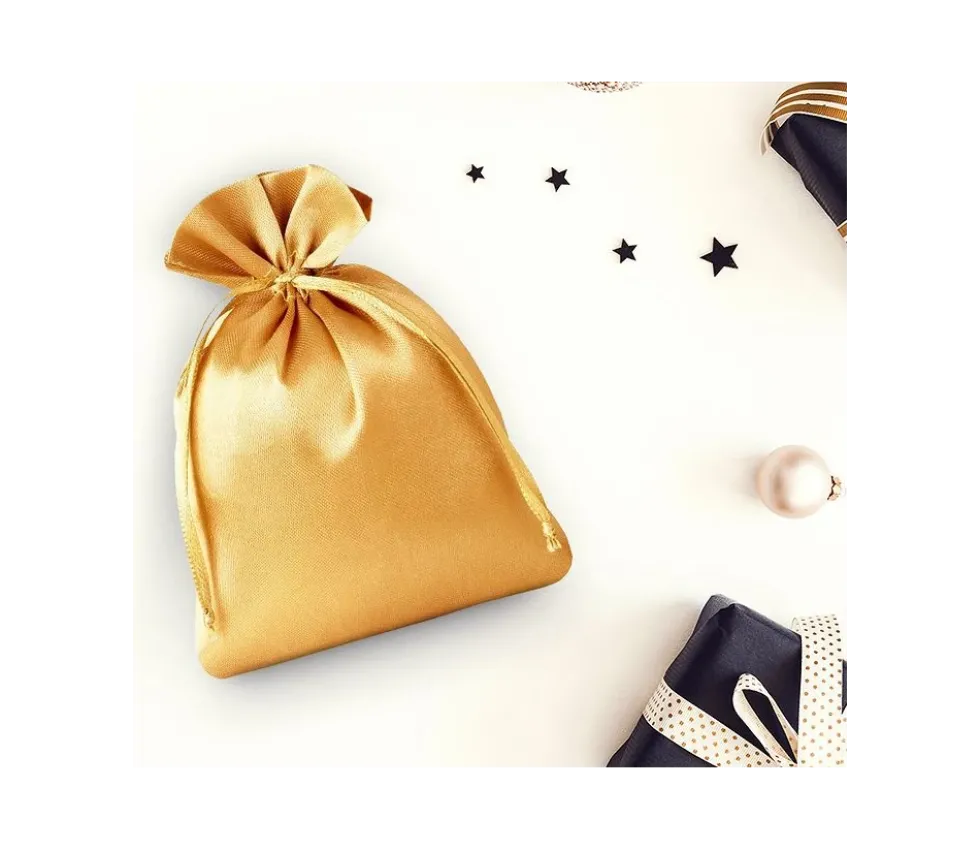 Mini sac tissu doré 6 x 8 cm