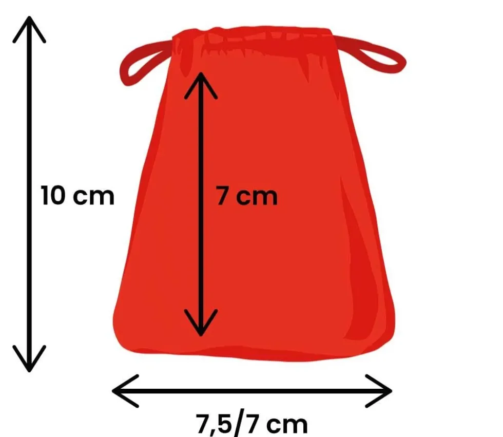 Mini sac 7.5 x 10 cm - velours épais rouge avec cordon