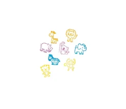 8 mini Tampons animaux de 2.2 cm + 4 encreurs