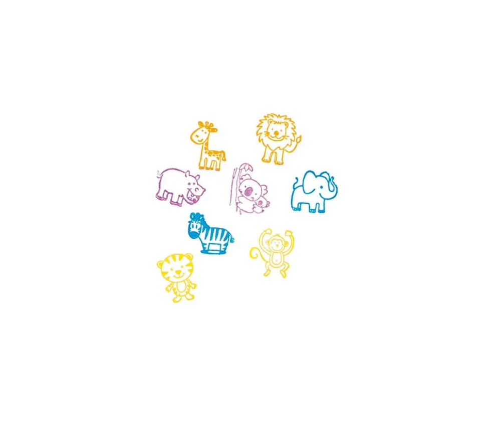 8 mini Tampons animaux de 2.2 cm + 4 encreurs