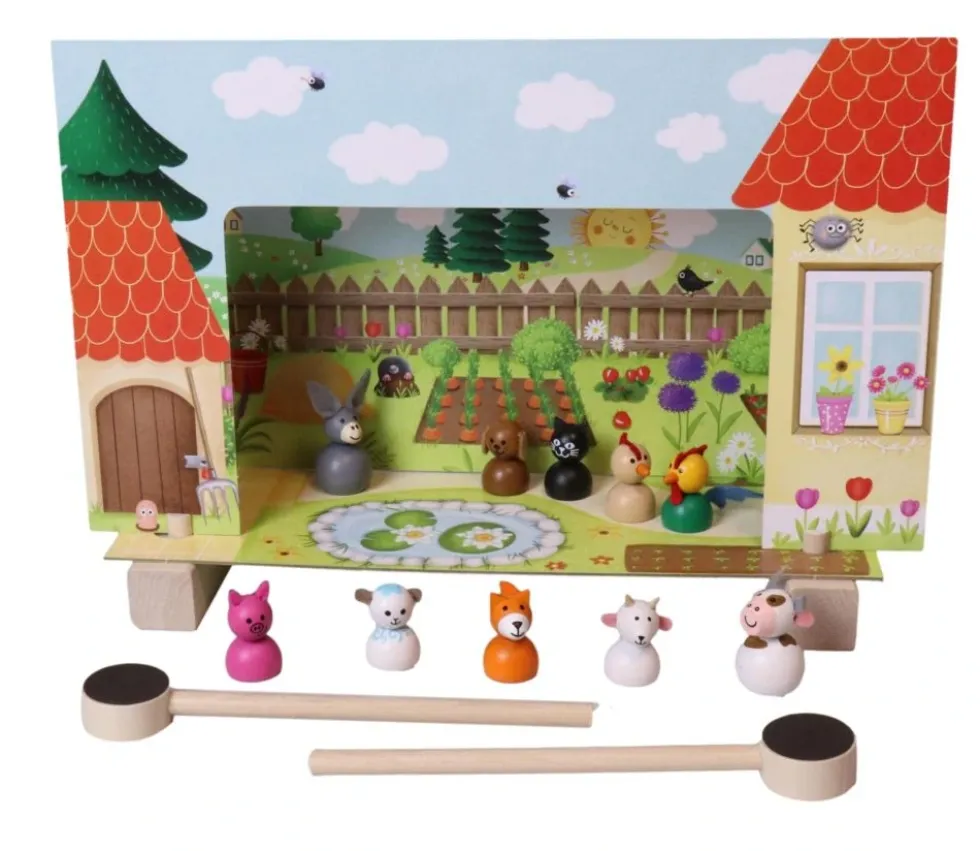 Mini théâtre en bois animaux de la ferme