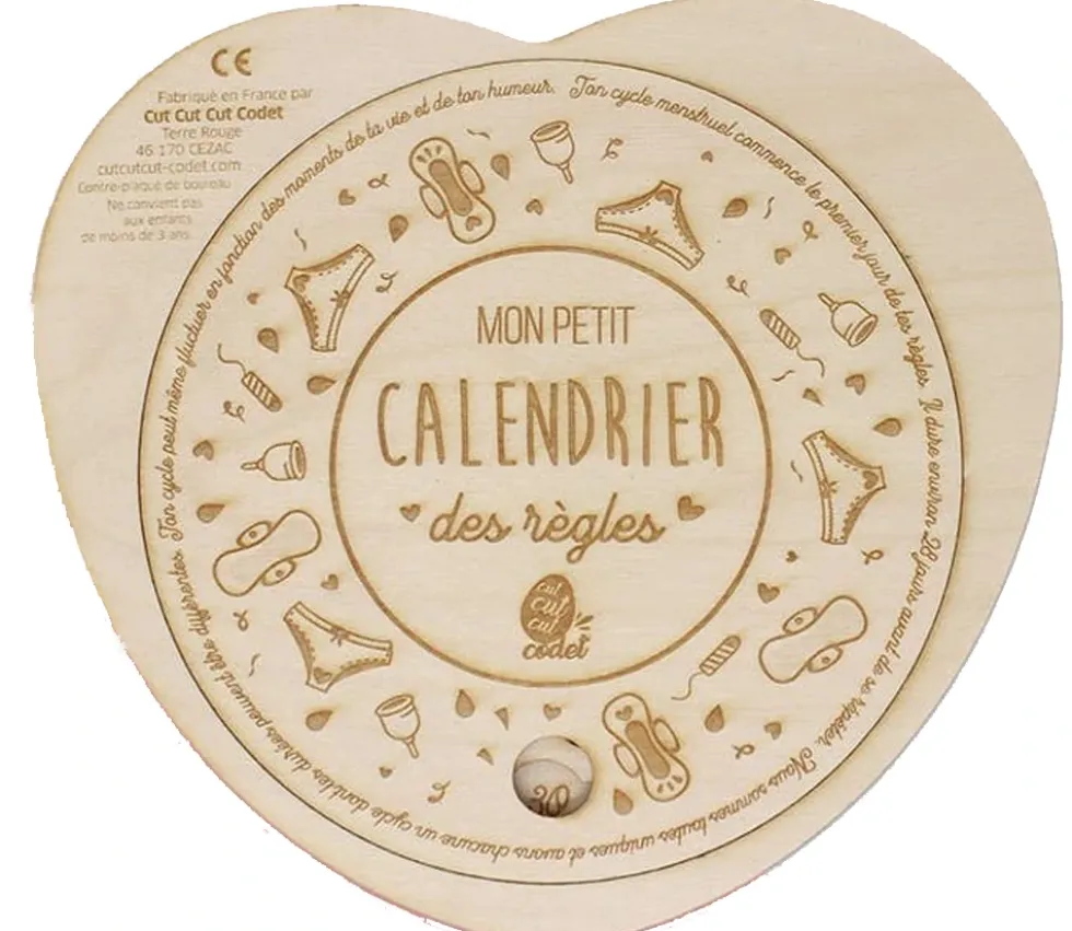 Mon petit calendrier des règles en bois - Mon cycle menstruel