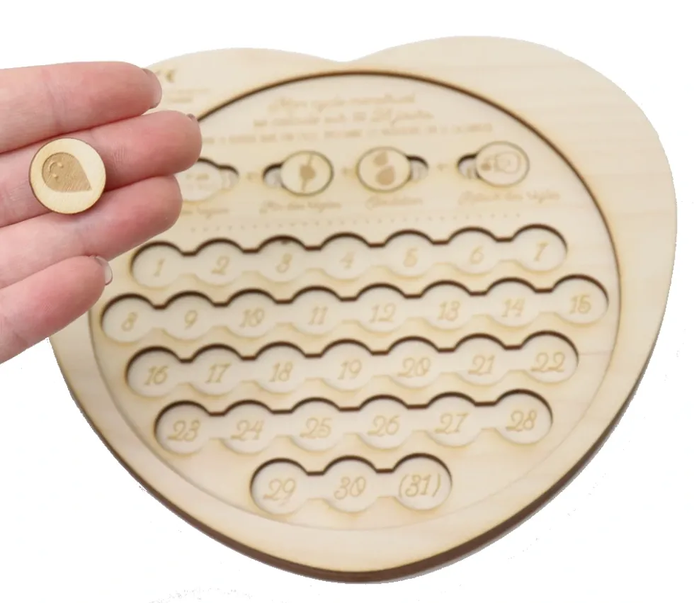 Mon petit calendrier des règles en bois - Mon cycle menstruel
