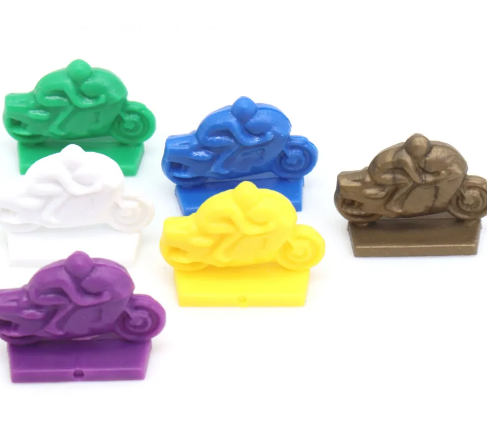 6 motos pions jeu multicolores en plastique 24 x 12 x 18 mm