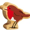 Oiseau en bois brun et rouge 53 x 63 x 25 mm