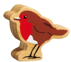 Oiseau en bois brun et rouge 53 x 63 x 25 mm