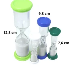 Pack 3 sabliers pour jeux : 1, 2 et 3 minutes - 9.8 cm MM