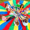 Parachute géant 6 mètres - jeu coordination coopératif 24 poignées