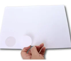 20 Pastilles rondes 45 mm autocollantes blanches étiquettes (pour rond de 5 cm)