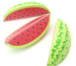 Pastèque en bois de 8.5 x 3.8 cm tranche jouet fruit