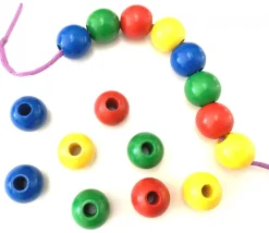Perle bois couleur blanche de 2 cm trou de 7 mm unité