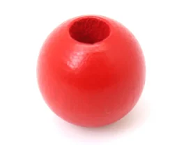 Perle bois couleur rouge de 2 cm trou de 7 mm unité