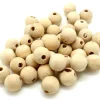 40 perles 1.5 cm trouée en bois 15 mm - trou de 4 mm