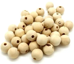 40 perles 1.5 cm trouée en bois 15 mm - trou de 4 mm