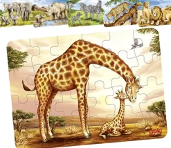 Petit puzzle en bois Animal africain 24 pièces (1 modèle mis au hasard)
