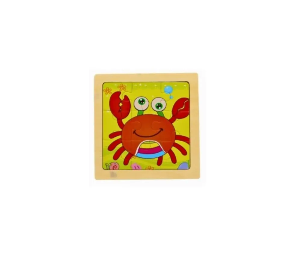 Petit puzzle 9 pièces en bois crabe