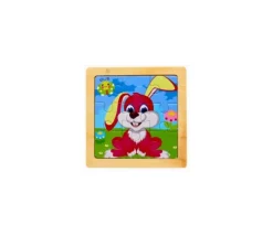 Petit puzzle 9 pièces en bois lapin