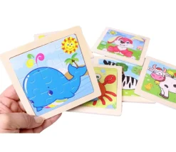 Petit puzzle 9 pièces en bois éléphant