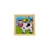 Petit puzzle 9 pièces en bois vache