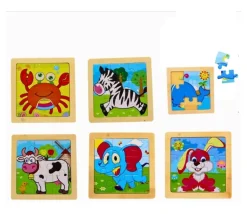 Petit puzzle 9 pièces en bois vache