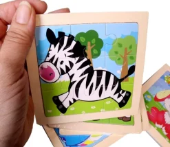 Petit puzzle 9 pièces en bois zèbre