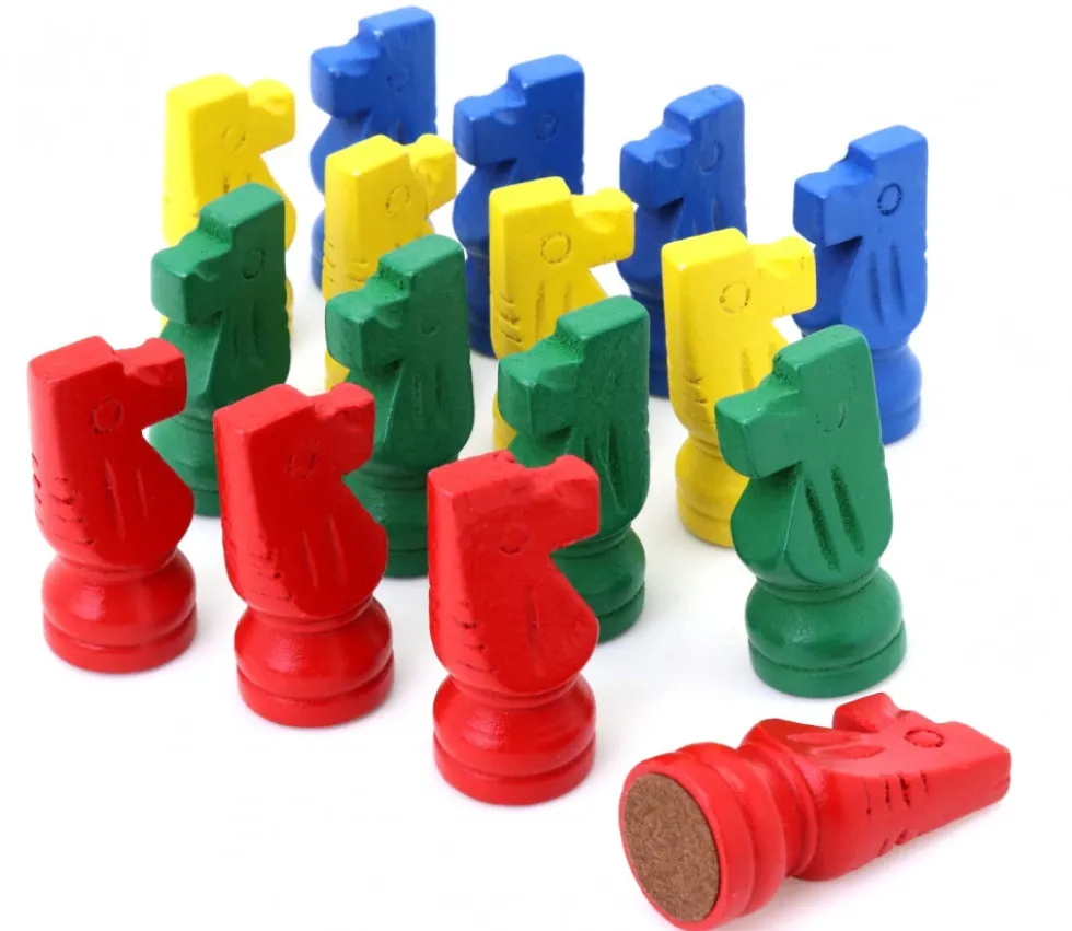 16 petits chevaux en bois - pions de jeux 4 cm