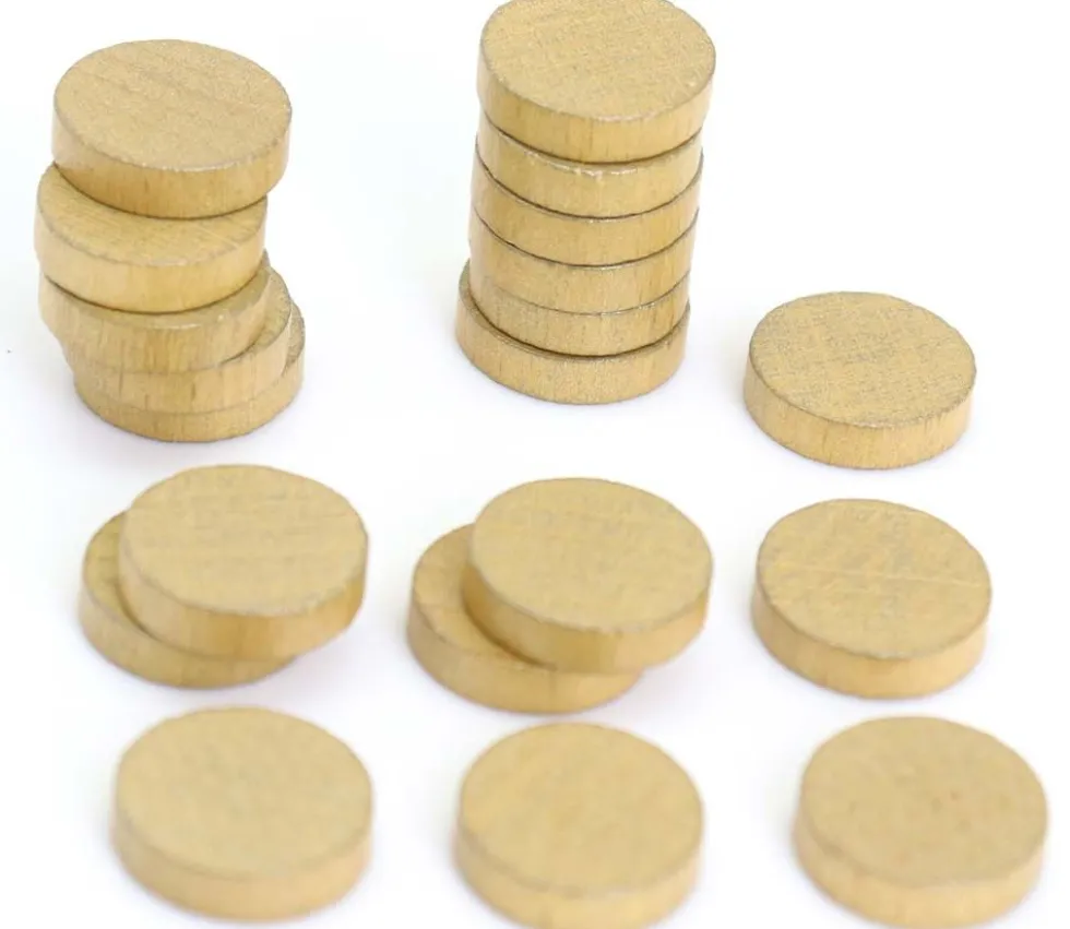 20 petits Pions ronds dorés en bois 1.5 cm - jeton de jeu COULEUR OR 15 x 4 mm