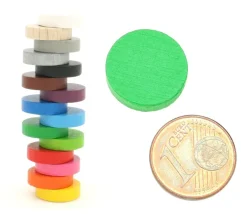 20 petits Pions ronds en bois 1.5 cm - jeton de jeu 15 x 4 mm par couleur